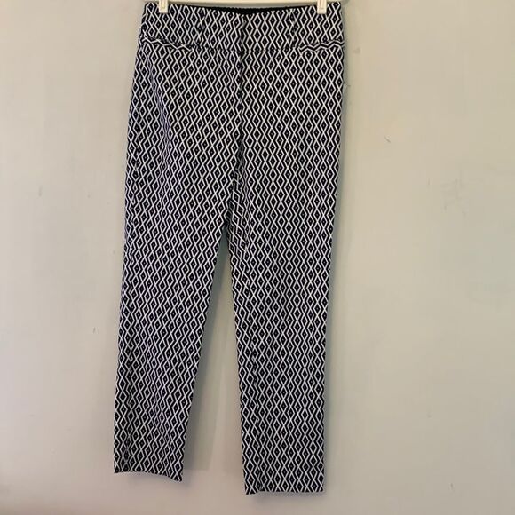 Gibson Latimer dark navy and white patterned pants Size 8 NWT - Picture 1 of 11
